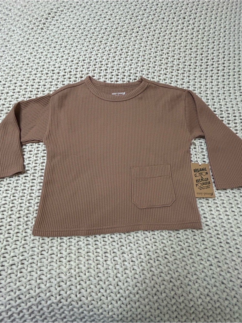 Easy Peasy Brown Waffle Knit Kids Long Sleeve Top Size 4T NWT